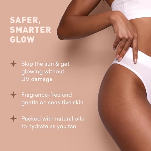 Sunless Tanning Lotion Dark Tones | Indoor Self-Tanner | Dark Tanning | Body Tanning Lotion | Sun Kiss Glow | Self-Tanning Lotion with Bronzer | Just Nutritive | 8 Oz