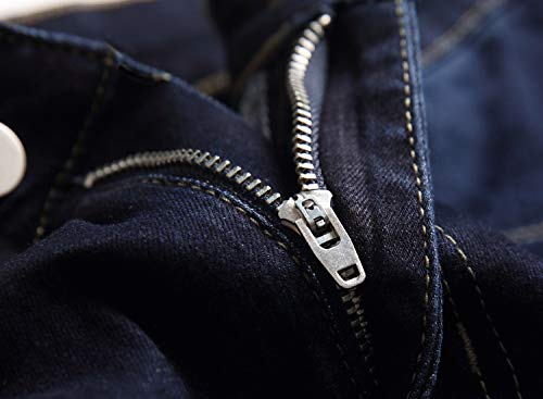 Men's Mid Waist Skinny Fit Stretch Fashion Washed Basic 5-Pockets Denim Jeans Pants,Dark Blue,42