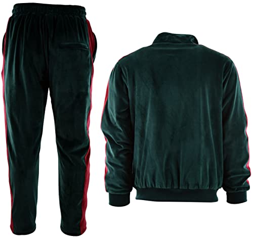Mens Velour Set with Zippered Pockets and Velour Lining (210-Green, 3X-Large)