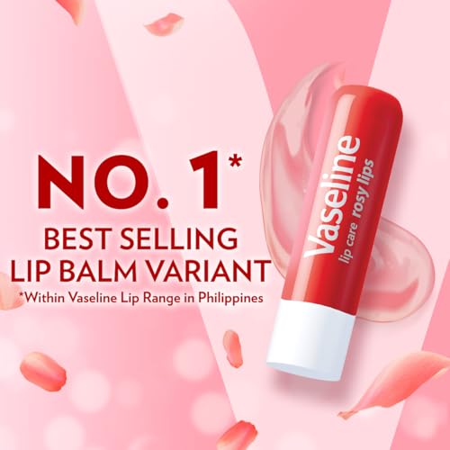 Vaseline Lip Therapy Care Rosy, Fast-Acting Nourishment, Ideal for Chapped, Dry, Cracked, or Damaged Lips, Lip Balm, 2-Pack of 2, 0.16 Oz Each, 4 Lip Balms