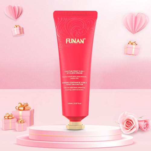 FUNAN 3-in-1 Hair Styling Cream, Non-Greasy for Women & Kids, Creates Smooth Styles and Defines Curls, No White Flakes Fly Away Hair Tamer, 5.07 fl oz