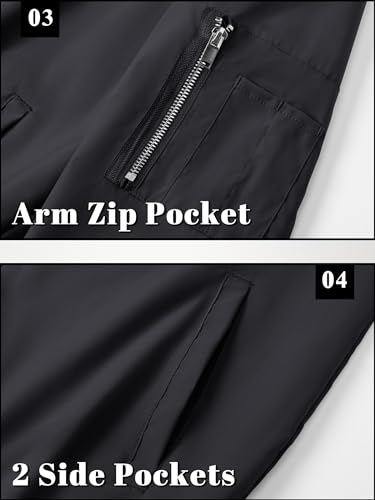 TACVASEN Bomber Jacket Men Black Jacket Lightweight Men's Bomber Jackets Lightweight Windbreaker Spring Fall Men's Casual Jacket Outdoor Windbreaker