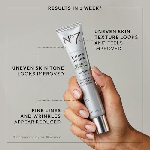 No7 Future Renew Damage Reversal Skincare Set - Anti Aging Face Serum (.33 Fl Oz), Day Cream with SPF 25 (1.69 Fl Oz) & Night Cream (1.69 Fl Oz) - Reverses Visible Signs of Sun Damage - 3-Piece Set