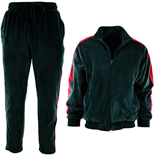 Mens Velour Set with Zippered Pockets and Velour Lining (210-Green, 3X-Large)