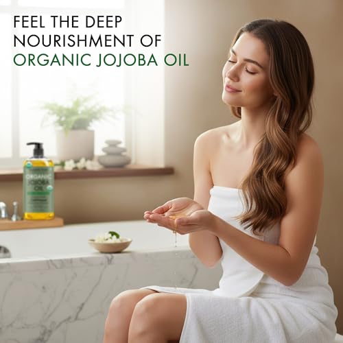 Majestic Pure USDA Organic Jojoba Oil 100% Pure & Natural Body Oil -8 Fl Oz