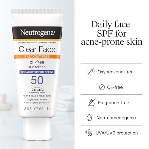 Neutrogena Clear Face Sunscreen Lotion SPF 50, 3 fl. oz