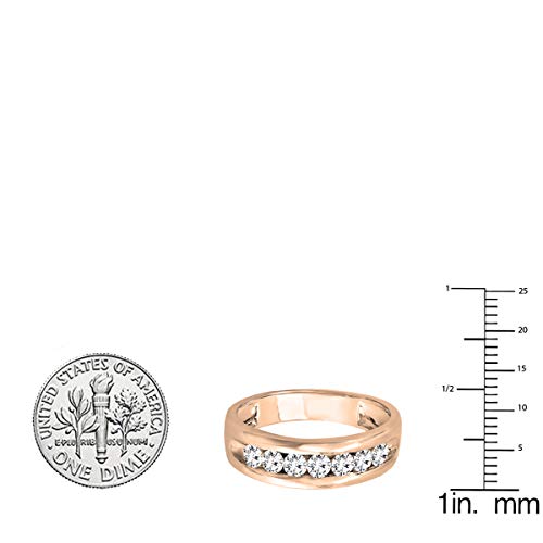 Dazzlingrock Collection 1.00 Cttw in 10K Solid Rose Gold Round Lab Grown White Diamond Mens Anniversary Wedding Band in Solid Rose Gold, Size 11
