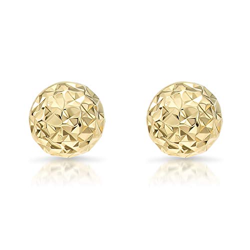 14k Yellow Gold Diamond-cut Ball Stud Earrings (8MM)