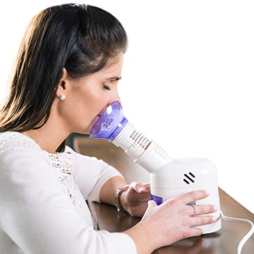 MABIS Facial Steamer, Steam Inhaler, Vaporizer or Vocal Steamer with Aromatherapy Diffuser and Soft Face Mask for Personal and Facial Steaming, 25mL