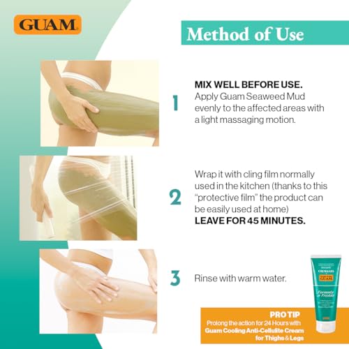 GUAM Anti-Cellulite Mud Cold Formula – Seaweed Body Wrap for Legs & Thighs – Skin Tightening, Lymphatic Drainage & Water Retention Relief (2.2 Lb)