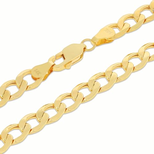 Nuragold 14k Real Yellow Gold Cuban Curb Link 6.5mm Chain Bracelet (7"-9") - 9"