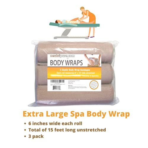 Neutripure Body Wrap Support - Elastic Stretch Bandages - Washable and Extra Wide (Pack of 3)