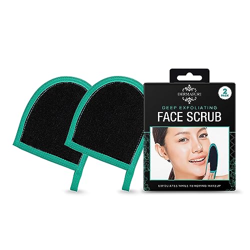 Dermasuri Face Exfoliator Scrubber, Exfoliating Glove & Scrub Mitt 2 Pack