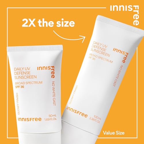 innisfree Daily UV Defense Sunscreen Broad Spectrum SPF 36, Invisible Korean Sunscreen with No White Cast (Packaging May Vary)