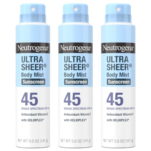 Neutrogena Ultra Sheer Sunscreen Spray SPF 45 Body Mist, 3 x 5 oz