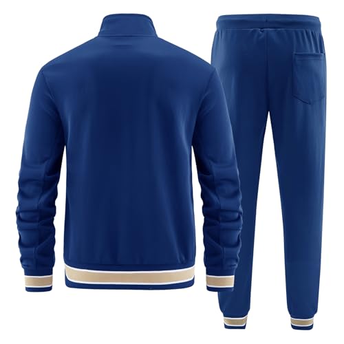 ANOTWENER Men's Tracksuits 2 Piece Outfits Sweatsuits for Men Long Sleeve Jackets Track Suits Athletic Full Zip Active Sports Sets Blue JW-7153-L