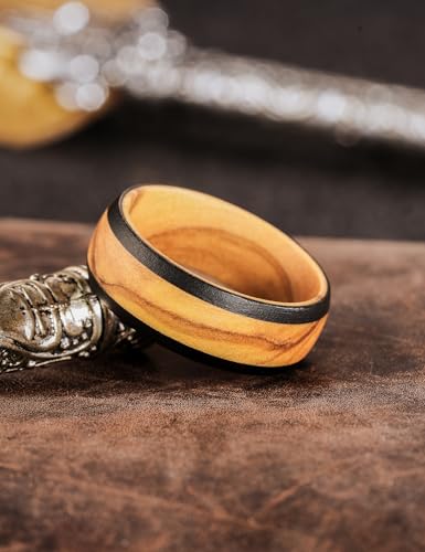 Mens Wood Rings Natural Wooden Wedding Bands 8mm Lightweight Size 9