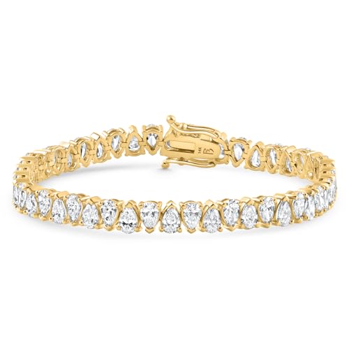 P3 POMPEII3 Pompeii 10Ct Pear Shape Diamond Tennis Bracelet Wide 14k Yellow Gold Lab Grown (F,VS1)