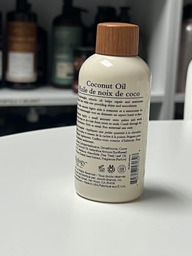 Oliology Coconut Hair Oil - Meds Split Ends, Controls Frizz, Hydrates & Softens - Lightweight Formula Helps Repair Distressed Hair from Heat Styling & Treatments | & Paraben Free (4oz)