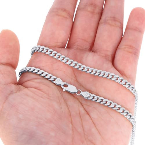 Nuragold 10K Real White Gold Miami Cuban Link Chain Necklace Men & Women - 4.5mm,20"