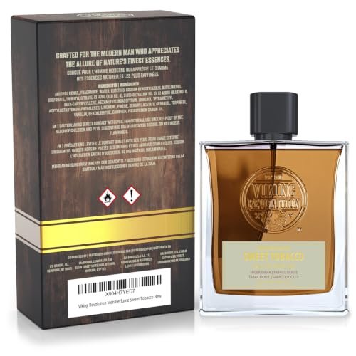 Viking Revolution Sweet Tobacco Cologne for Men - Eau de Parfum - With notes of Tonka Bean, Clementine, Cinnamon, Vanilla, Tobacco, Musk, Ambergris, Leather, Agastache - Gifts for Men 3.5 Fl Oz