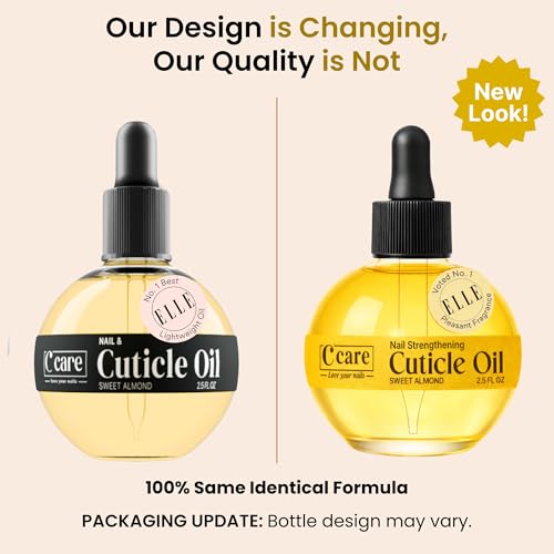 C CARE Sweet Almond Cuticle Oil for Nails, 2.5 oz – Overnight Cuticle Repair Oil for Dry Cuticles, Nail Strengthener & Moisturizer, Includes Dropper & Brush