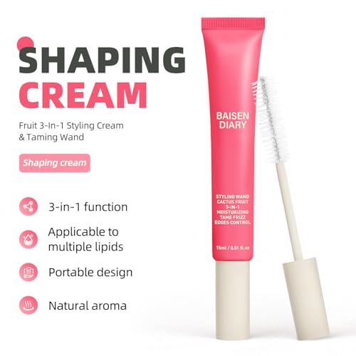 Hair Cactus Fruit 3-in-1 Hair Styling Cream & Flyaway Taming Wand – Sleek Finish, Frizz Control, Edge Smoothing & Hair Shine | Natural Oils Formula | Lightweight, Non-Greasy, Travel Size Styling Stick