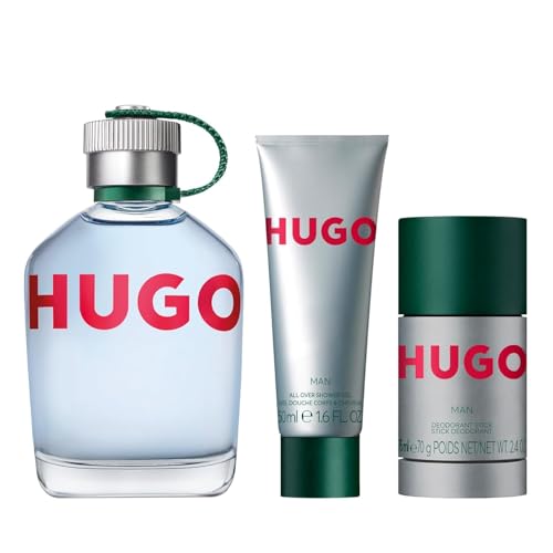 Hugo Boss Hugo Man Eau de Toilette 3-Piece Gift Set -EDT 4.2 fl oz, Shower Gel 1.6 fl oz, Deodorant 2.4 oz - With Notes of Green Apple & Fir Balsamk – Long Lasting Fragrance