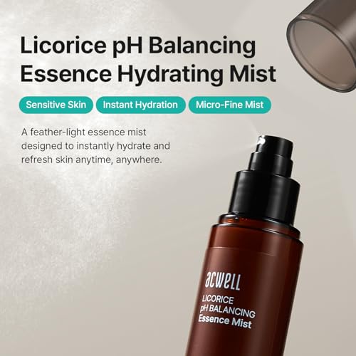 ACWELL Licorice pH Balancing Essence Hydrating Face Mist – Ultra-Fine Facial Spray, Triple Hyaluronic Acid & Panthenol, Soothing & Barrier Repair for Sensitive Skin, 3.38 fl oz