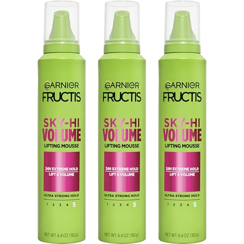 Garnier Fructis Style Sky-Hi Volume Mousse, Extreme Hold, 6.4 Oz, 3 Count (Packaging May Vary)