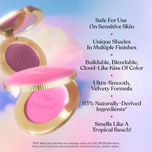 Too Faced Cloud Crush Blurring Blush | Velvety Powder Blush for Cheeks with High-Pigment Formula | 93% Naturally Derived Ingredients, Vegan & Cruelty-Free, Golden Hour, 0.17 Ounce
