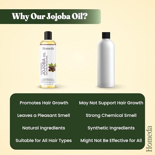 Homeda Pure Jojoba Oil Organic Cold Pressed for Hair, Skin, Nails Cuticle, Face (3.4 oz) Aceite de Jojoba Prganico Para el Cabello - Jobaba for Gua Sha, Beeswax - Unrefined Base Carrier Oil (100ml)
