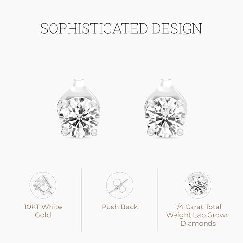 Gilded Lab Diamond Stud Earrings in 10K White Gold | 1/4 ct, Round