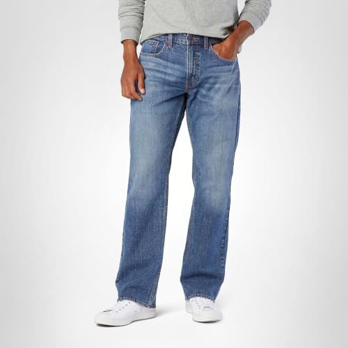 Levi Strauss Signature Gold Men's Relaxed Fit Flex Jeans, Hazy Horizon-Stretch Waistband, 28Wx32L