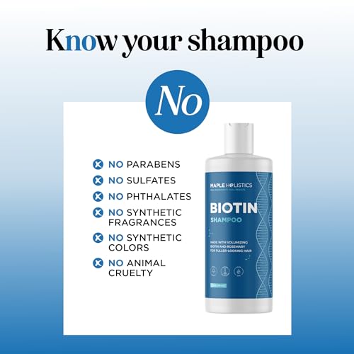 Rosemary and Biotin Shampoo for Thinning Hair - Vegan Volumizing Shampoo for Fine Hair with B Vitamins Argan Oil & Tea Tree Essential Oil - Paraben Silicone and Sulfate Free Vegan Formula (8 Fl Oz)