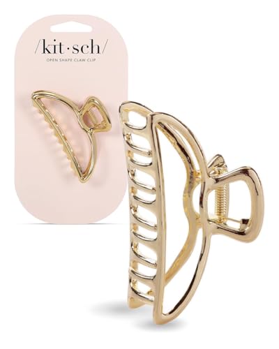 Kitsch Open Shape Metal Hair Clips for Women - Gold, 1 Pc