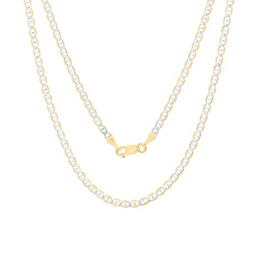 Nuragold 10k Real Yellow Gold Mariner 2.5mm Chain Anchor Link Pave Necklace - 26"