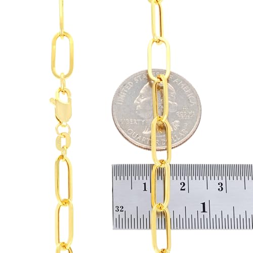 Nuragold 14k Real Yellow Gold 6mm Paperclip Chain Cable Link Necklace - 16"