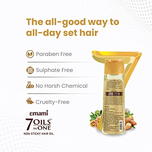 Emami 7-in-1 Hair Oil | with Natural Ayurvedic Herbs | Repairs Hair Damage | Nourishes Scalp | Fights Dandruff | Provides Strong & Healthy Hairs | 16.91 Fl Oz (500ml)