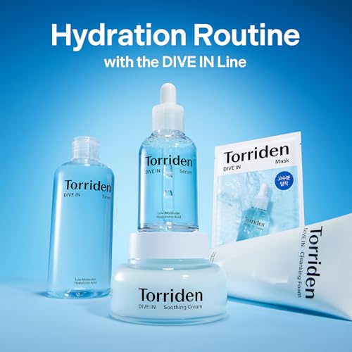 Torriden DIVE IN Hyaluronic Acid Facial Mask (10 sheets) | Deep Hydration Korean Face Sheet Mask | Panthenol & Allantoin | Korean Skincare Mask