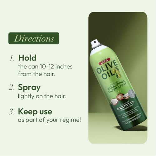 ORS Olive Oil Nourishing Sheen Spray infused with Coconut Oil 10 Ounces (Pack of 4)