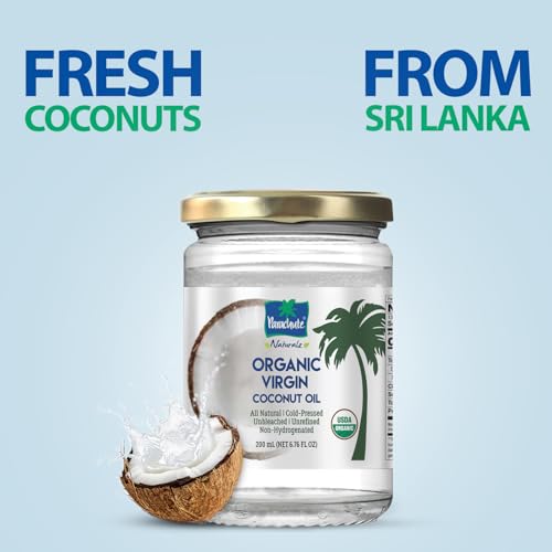 "Parachute Naturalz Organic Virgin Coconut Oil | Cooking Oil, Hair Oil, Body Oil & Oil Pulling | Cold Pressed | Unbleached | Unrefined | Non-Hydrogenated | MCT Oil | USDA Certified |6.7 Fl. Oz. | Glass Jar"