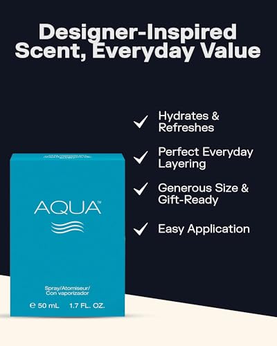PB ParfumsBelcam Aqua Eau de Toilette Spray for Women – Fresh Fruity Floral Perfume with Mandarin, Freesia, Musk & Wood Notes – Everyday Day-to-Night Fragrance, Great Gift Idea, 1.7 Fl Oz