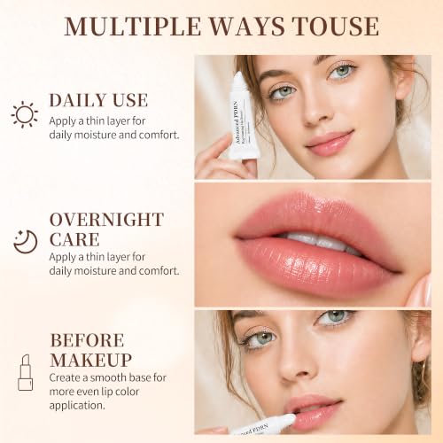PDRN Lip Serum, Advanced PDRN Rejuvenating Hydrating Lip Balm, Hyaluronic Acid Lip Moisturizer Plumping for Dry Cracked Dark Lips, Gentle Exfoliation Smoothing Lip Treatment Overnight Cream, 0.33 OZ