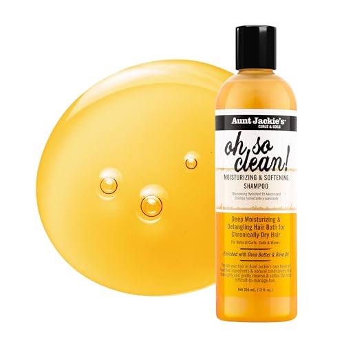 Aunt Jackie's Curls and Coils Oh So Clean Deep Moisturizing and Softening Hair Shampoo for Natural Curls, Coils and Waves, Enriched shea Butter, 12 oz