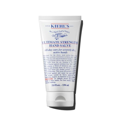 Kiehl's Ultimate Strength Hand Salve, Deeply Hydrating Hand Lotion, Thick and Rich Formula for Intense Moisture and Conditioning, Protects and Repairs Dry Hands, Paraben and Gluten Free - 5 fl oz