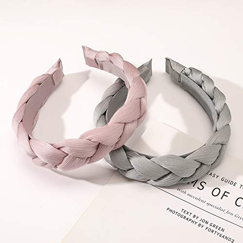 Ivyu Headbands Women Hair Head Hands Braided Head Band Twist Hairbands for Girls Black Pink Gray White Hair Band