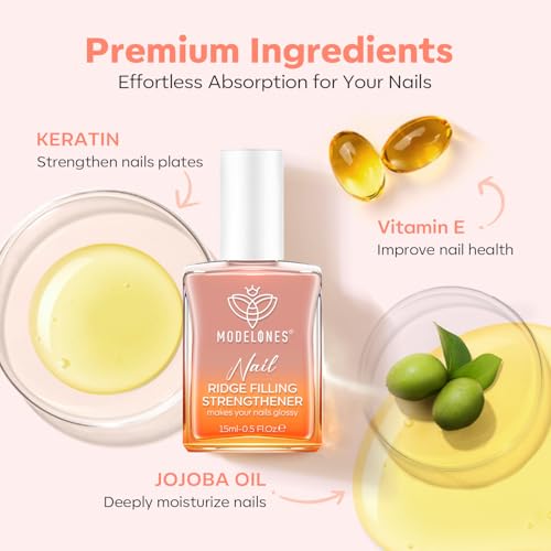 Modelones Nail Strengthener and Growth, Nail Hardener, Nude Nail Polish