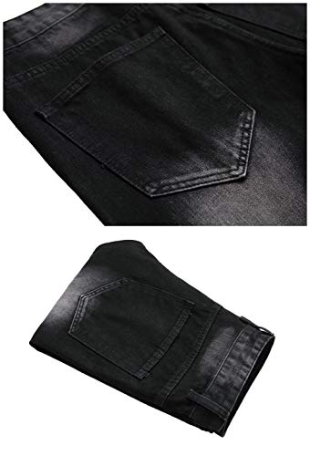 LZLER Men Black Jeans Destroyed Regular fit Mens Designer Jeans Young Fashion Revival Size 34