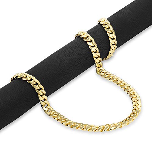 Nuragold 14k Real Yellow Gold Miami Cuban Link 6.5mm Chain Italian Necklace - 24"